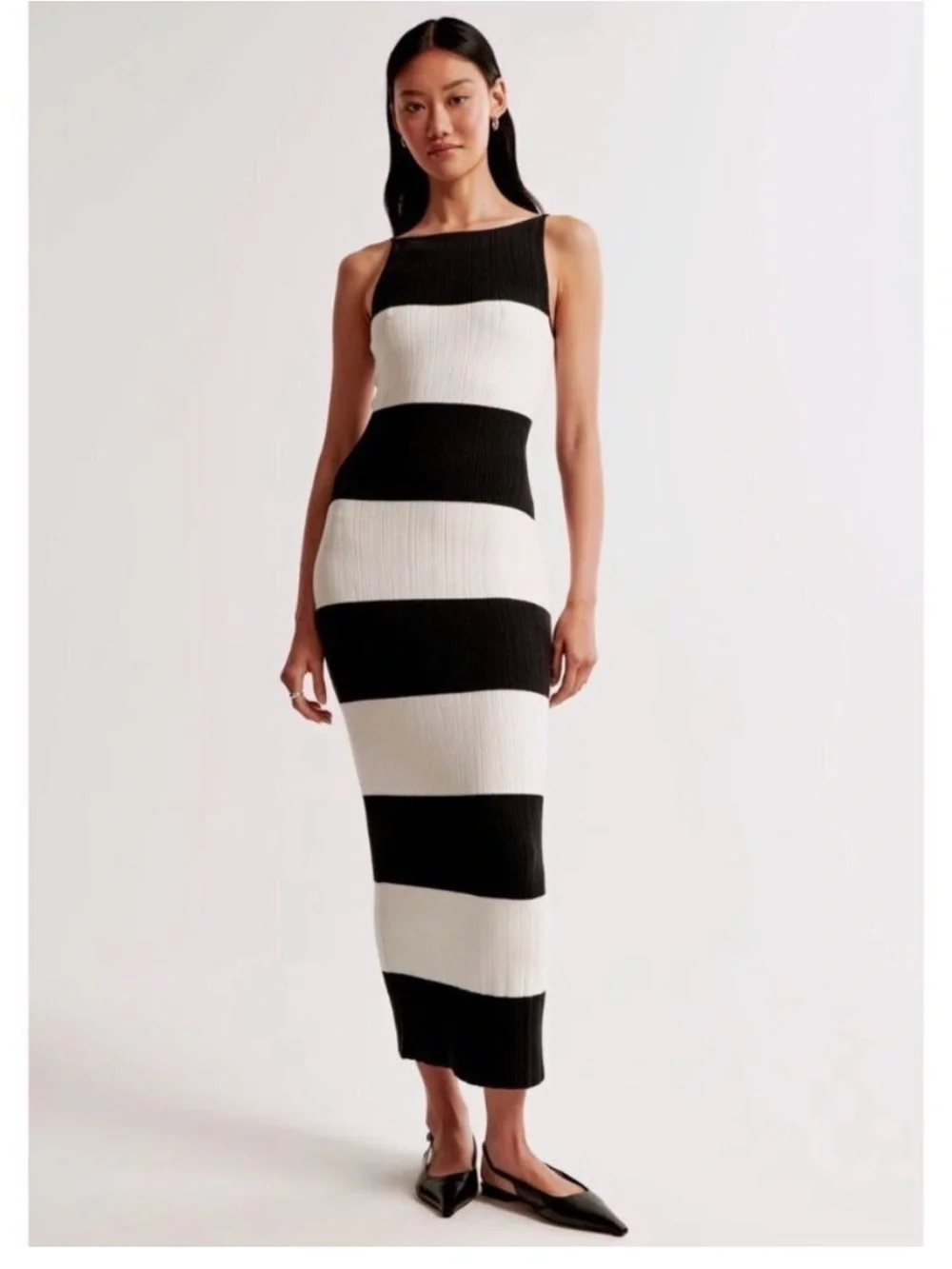 Abercrombie & Fitch Black and White Striped Maxi Dress